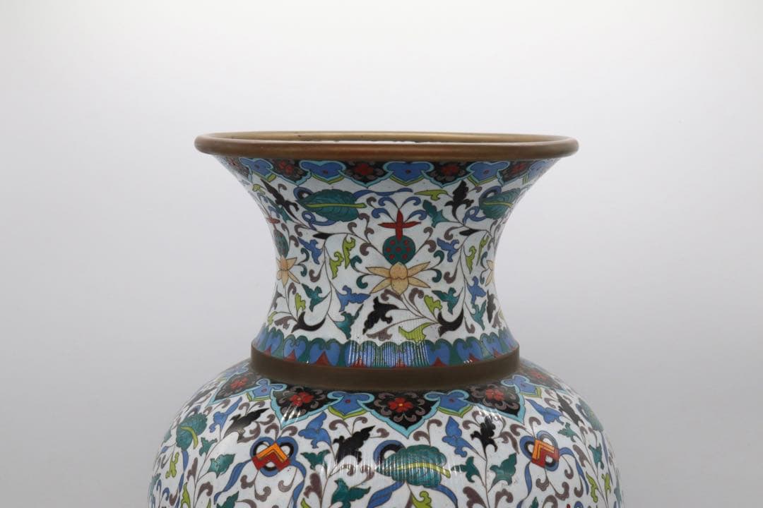 岐No33 中国七宝焼　大瓶　銘あり　アンティーク　送料込み0504