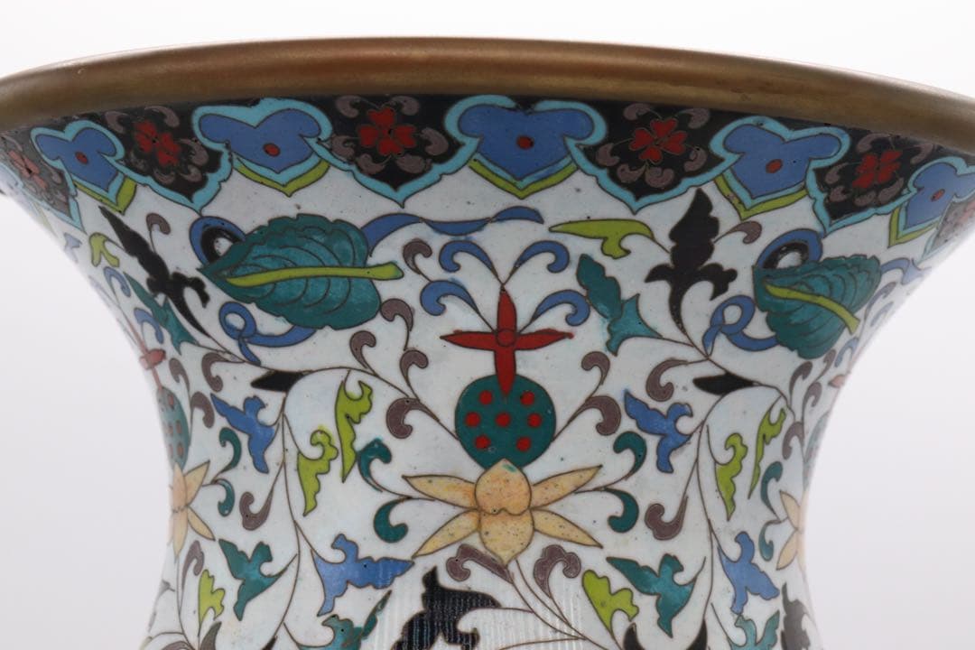 岐No33 中国七宝焼　大瓶　銘あり　アンティーク　送料込み0504