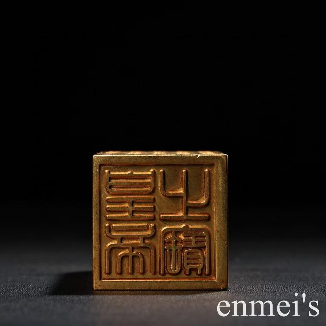 中国古美術・旧蔵鍛金鎏金の馬印鑑・純銅细密彫・高浮彫・置物・書道具・文房具・風水