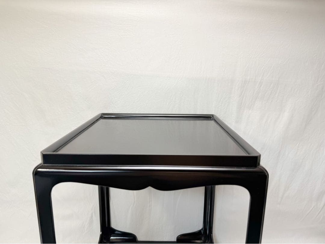 ほぼ未使用 茶道具 塗師 浄白造 木製黒真塗 高麗卓 水指棚 共箱