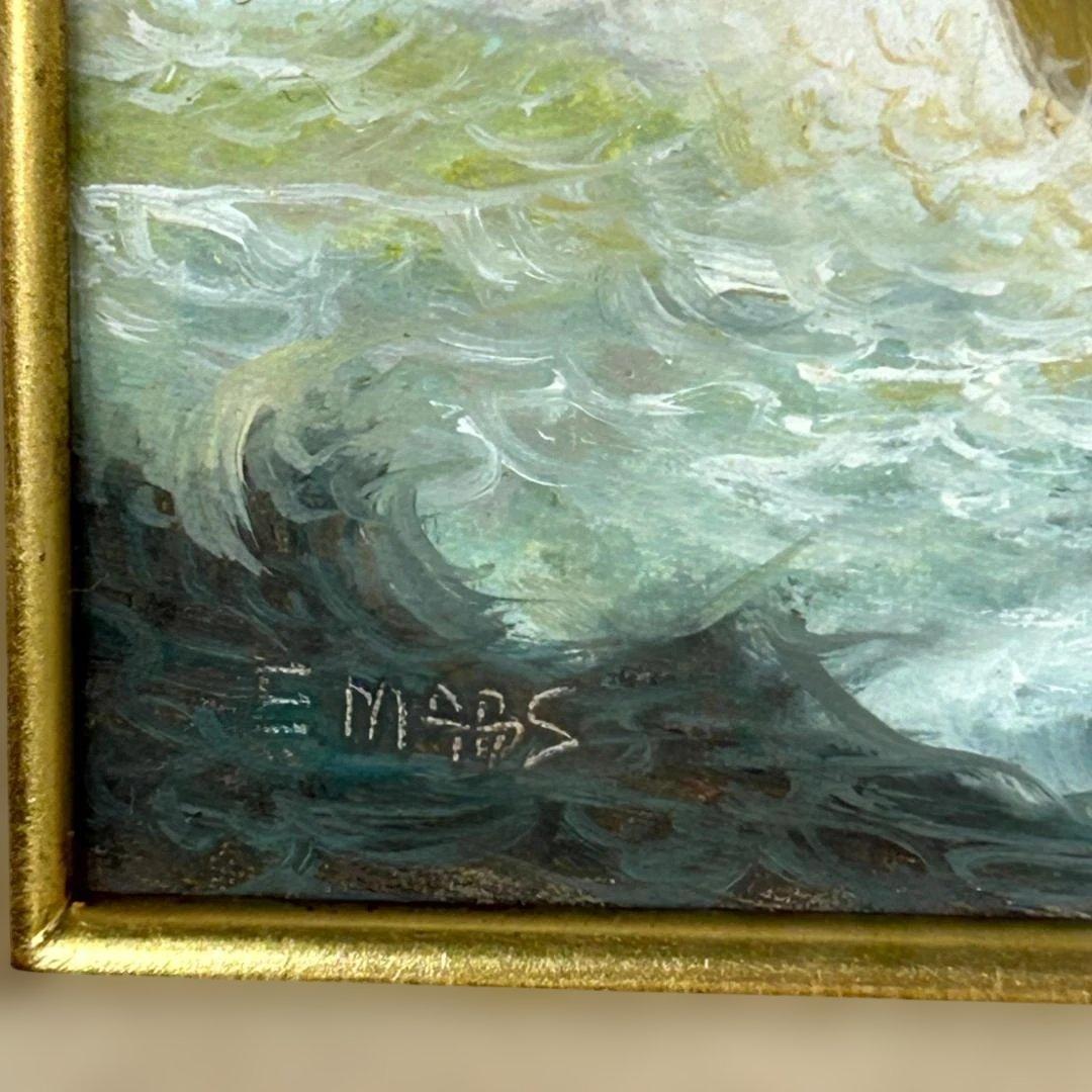 油彩絵　エリアス・Ｍ・ペレス・Ｐ 　ELIAS M.PEREZ　海景　額入り