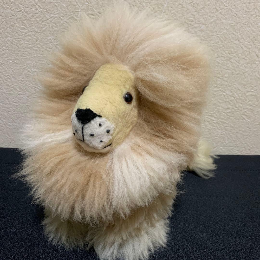 ‼️28cm‼️ ベビーアルパカ100%毛革 自然な色　ライオンぬいぐるみ　人形
