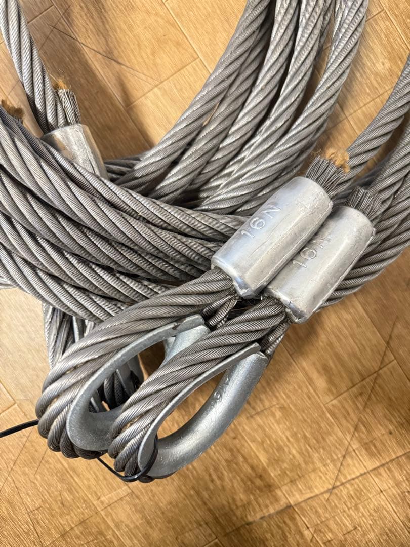 玉掛けワイヤーロープユニック16N　工事用品　4本セット