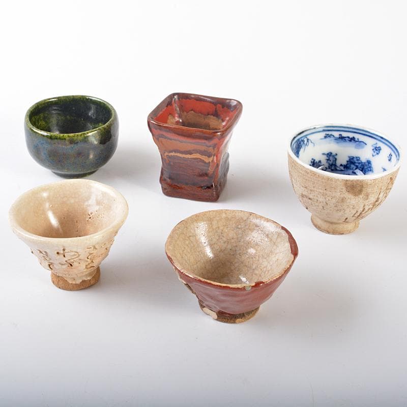 煎茶道具　青木木米　太田垣連月など　五種盃　茶器　H　R6527