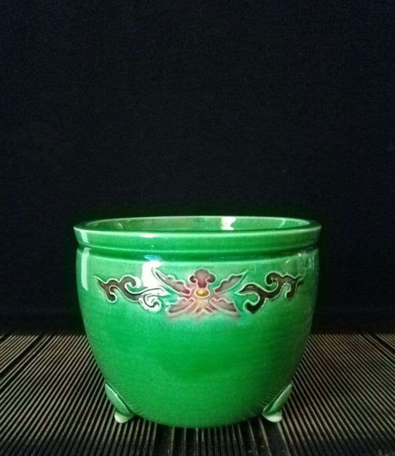 逸品　珉平焼民平焼淡路焼　三彩　手焙　炭入れ　茶道具　茶席　和骨董　アンティーク