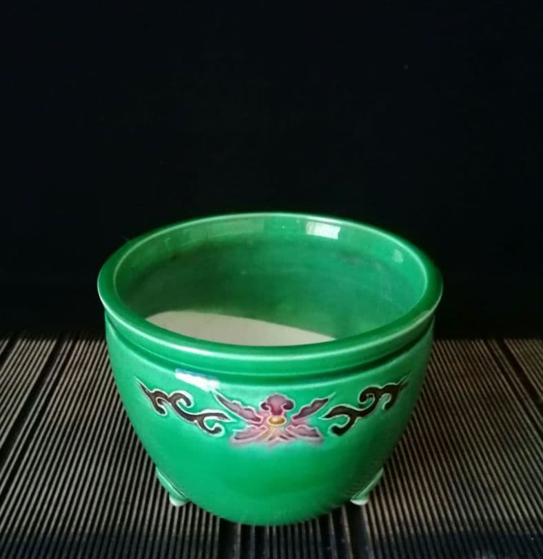 逸品　珉平焼民平焼淡路焼　三彩　手焙　炭入れ　茶道具　茶席　和骨董　アンティーク