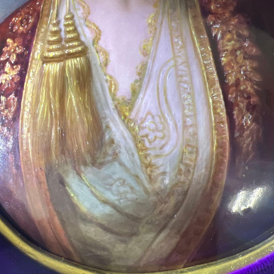 19世紀KPMベルリン人物文陶板画　「KPM」刻印　共箱　東Y7-1219☆1F