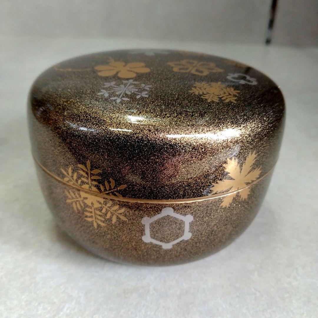 茶道具　期間限定特価　梨子地　雪華蒔絵平棗　　新品未使用品