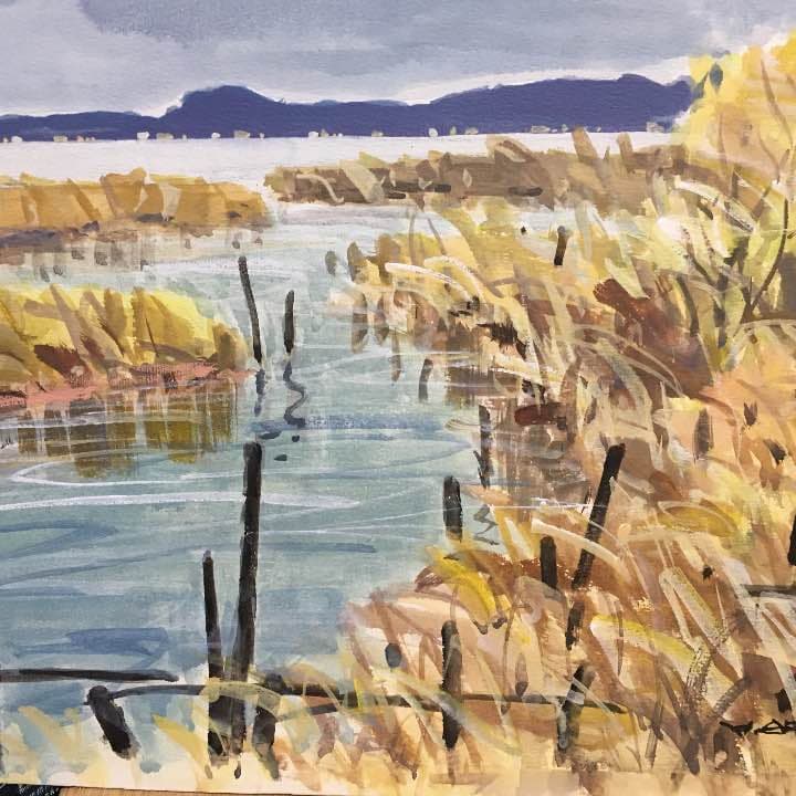 秋色     水彩画  荒木久夫