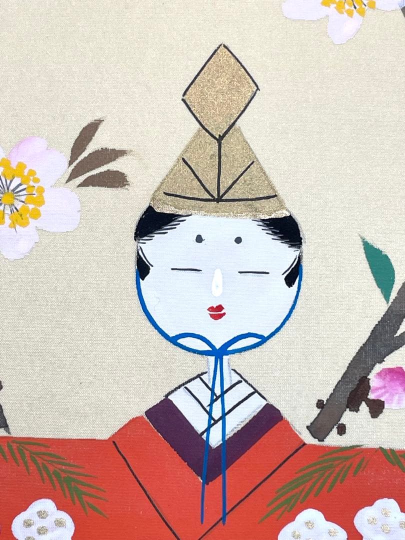 長谷川清堂 「雛之図」 肉筆 ひな祭り 立雛 日本画 掛け軸 掛軸 茶掛 絵画