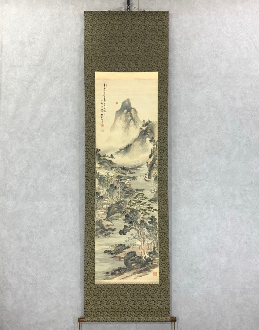 掛軸 福本菓宝 蓬莱山 木箱 山水図 D-6