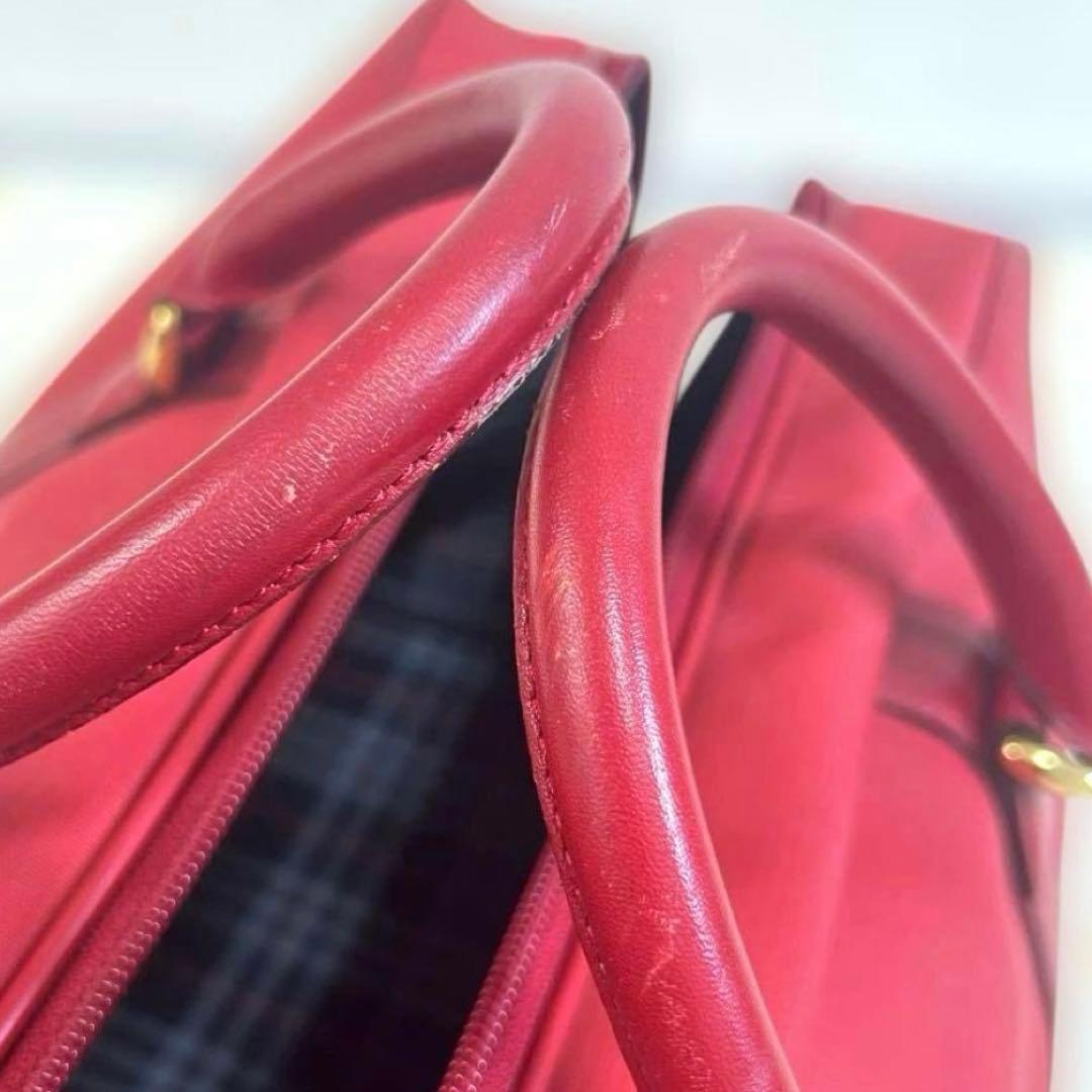 【美品】 BURBERRY GOLF ボストンバッグ 赤✕チェックバーバリー