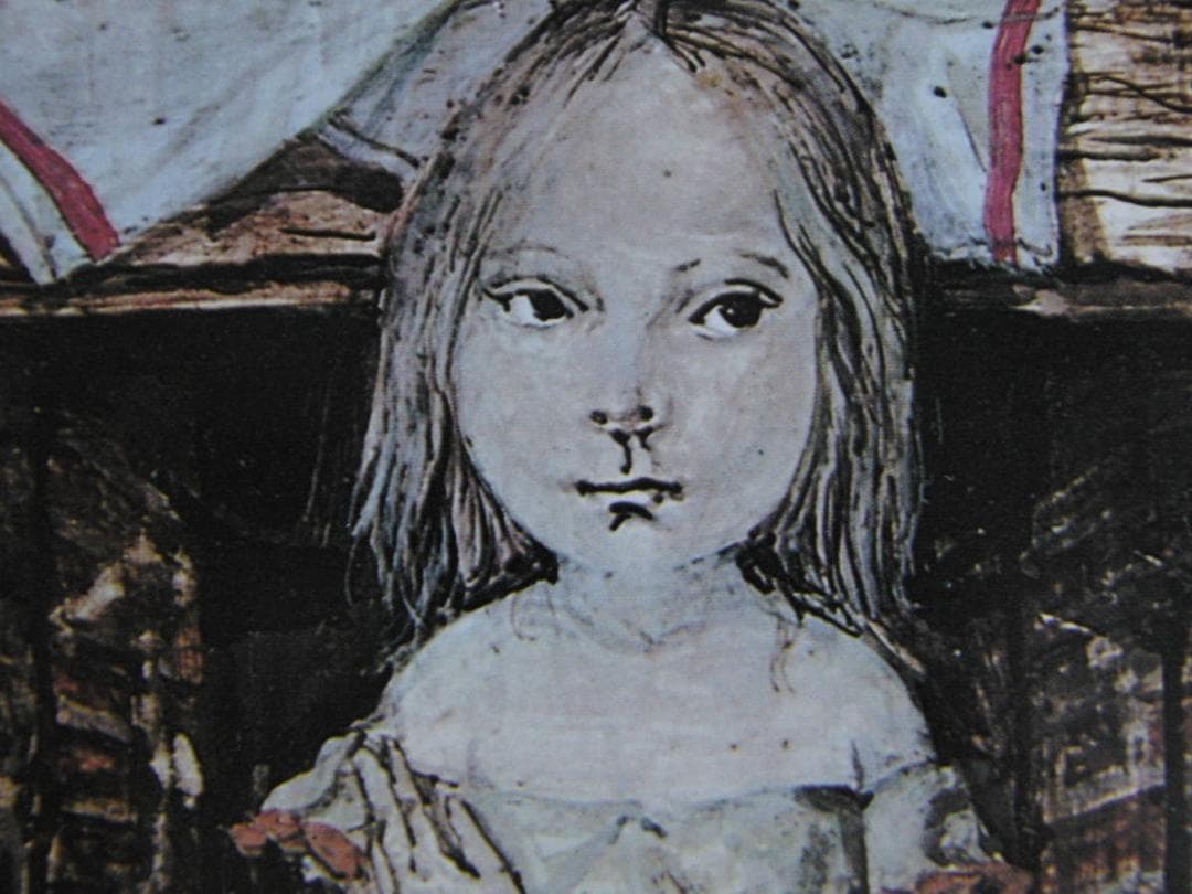 藤田嗣治、「La Jeune Fille」、希少画集の額装画、人気作品