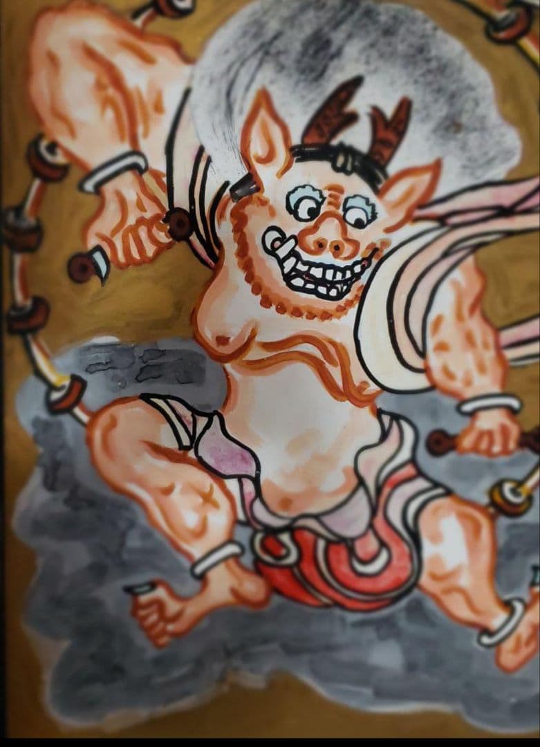 壁掛け　風神と雷神