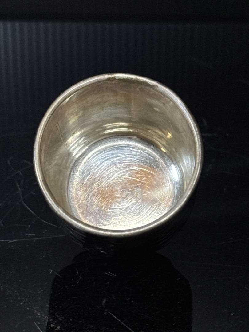 超重量級 極上 純銀 槌目 筒型 ぐい呑 酒器 桐箱入 約197.3g