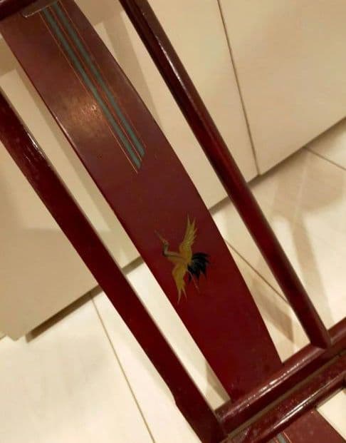 木製衣桁ミニサイズ 鶴の絵柄