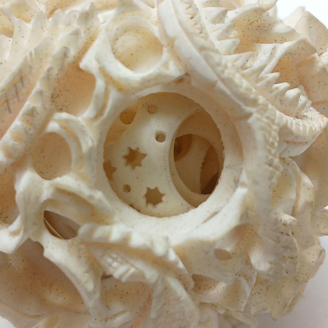 Y2293-3 極上 透かし細工 龍天球置物 総重量139.2gげ