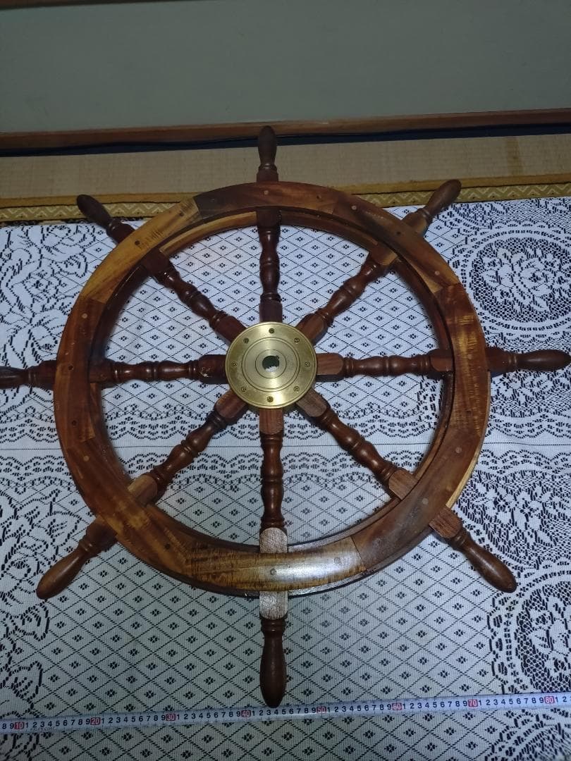 木製 舵輪 直径約70cm