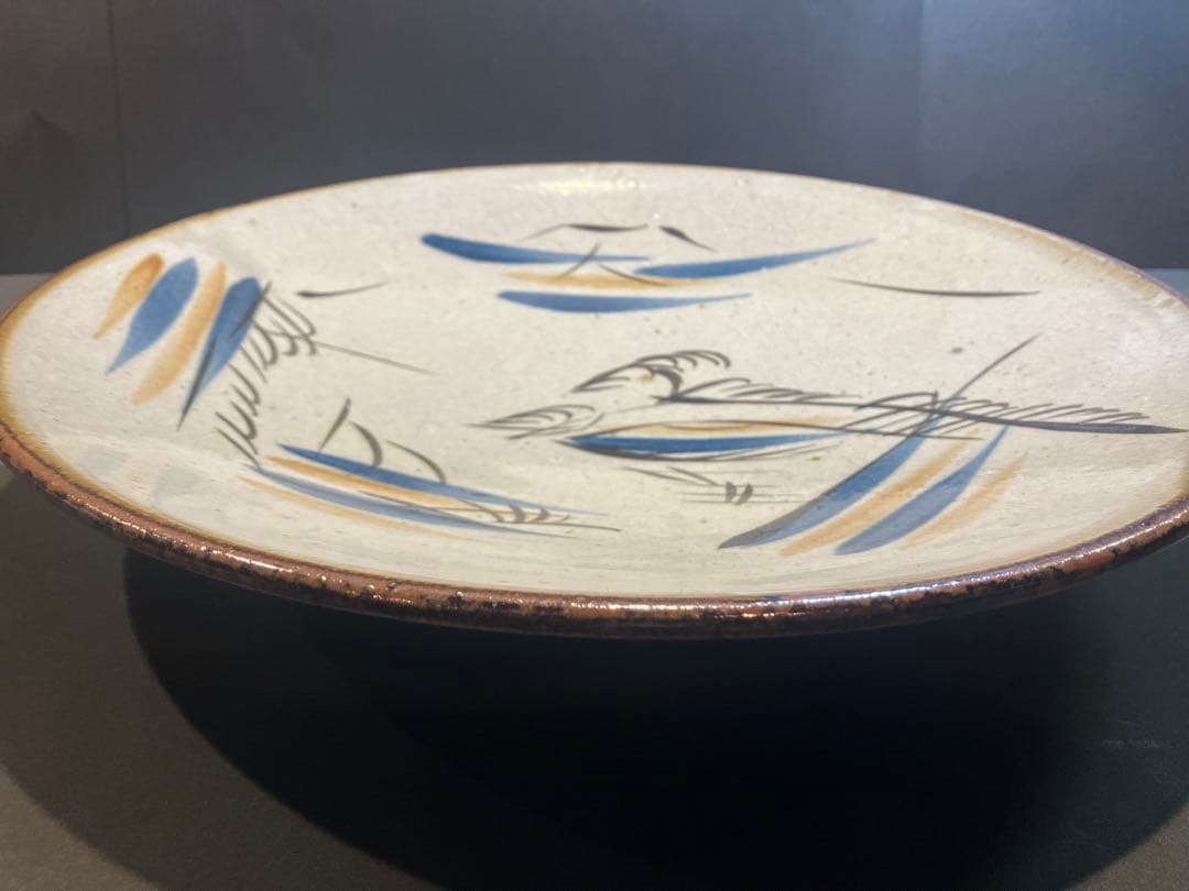 益子焼「皆川マス 民藝 飾皿」大型•丸皿 サイズ 幅31.5cmφ 高さ5.5