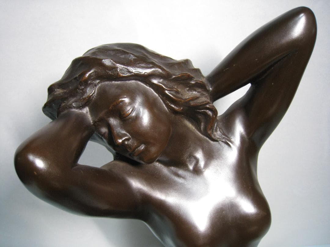 ブロンズ製置物　【水浴び】清河宗翠　高さ約61㎝　官能美溢れる作品