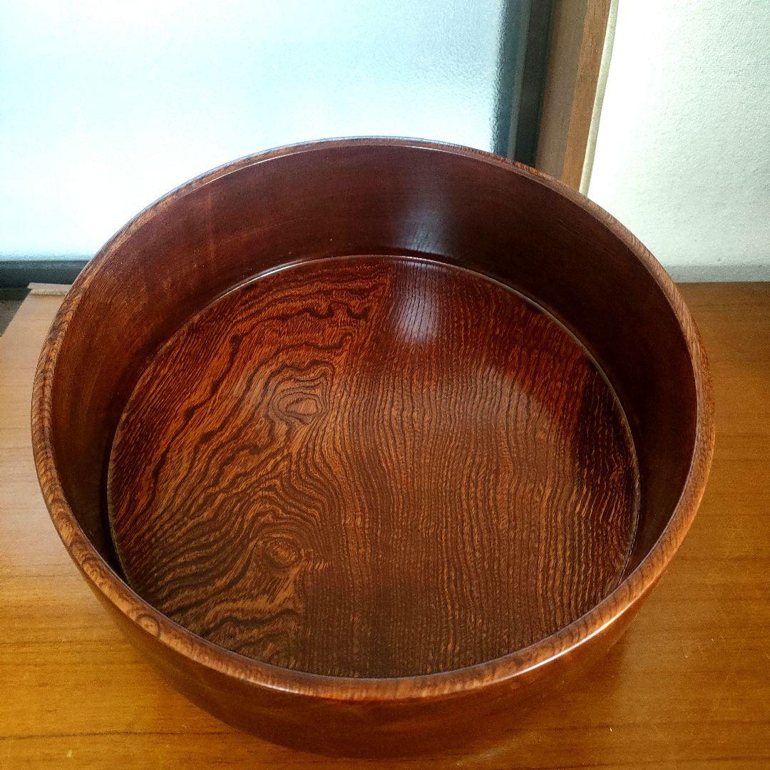 〈未使用〉木製　御茶櫃　ちゃびつ　くり抜き　茶道具　直径33cm　【T-10】