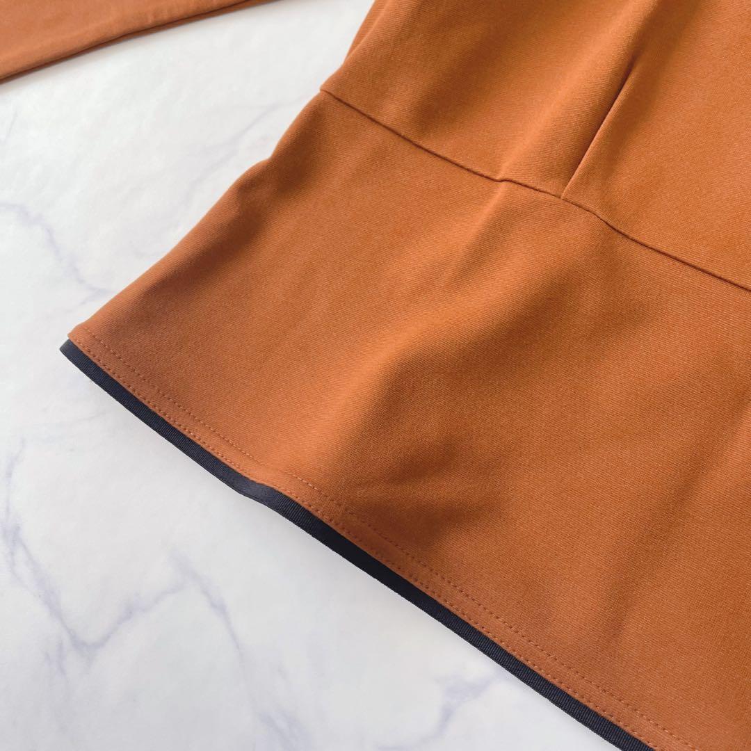 【未使用級】ランバンスポール ペプラム パイピング 長袖シャツ バックジップ38