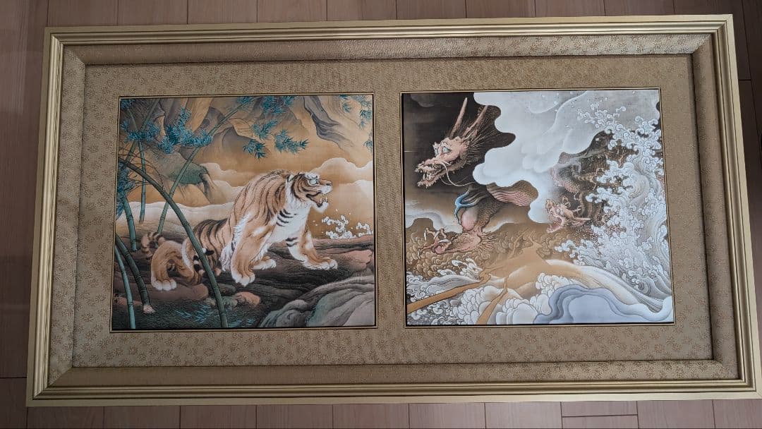橋本雅邦「龍虎図屏風」陶板画 限定250部 保証書付