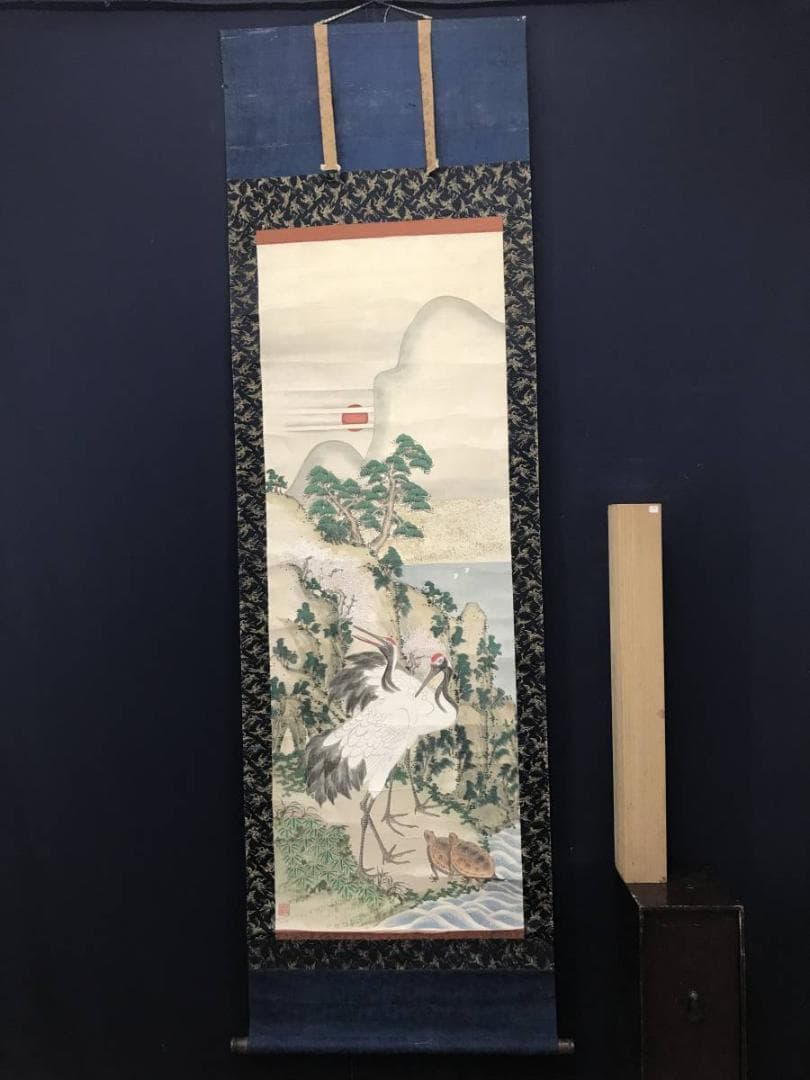 作者不詳/鶴亀図/掛軸/名家伝来/AC-292