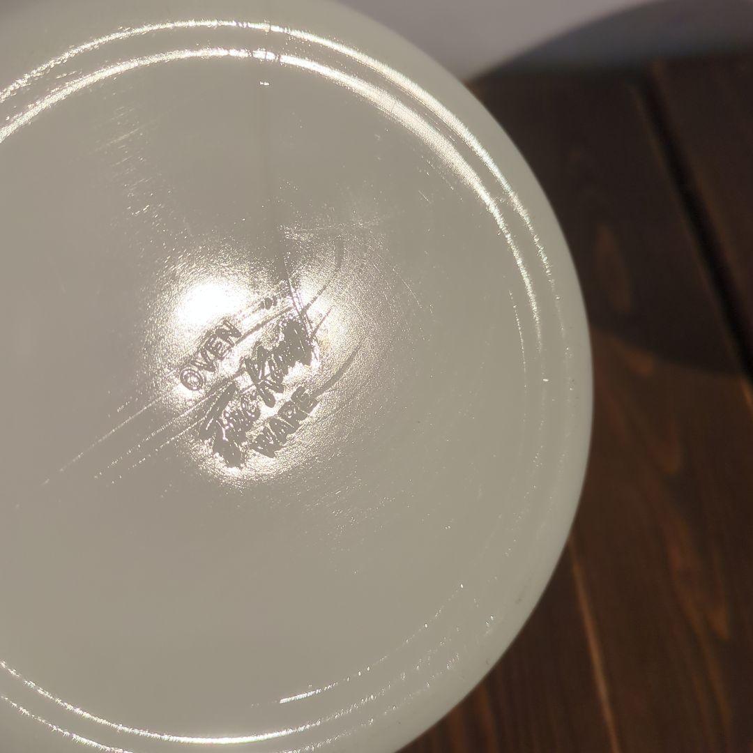 Fire-king チューリップ柄 ガラスボウル 白 (LL)