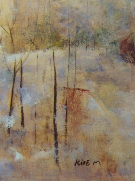 村山きおえ、【雪煙る古城】、希少な額装用画集より、新品額装付