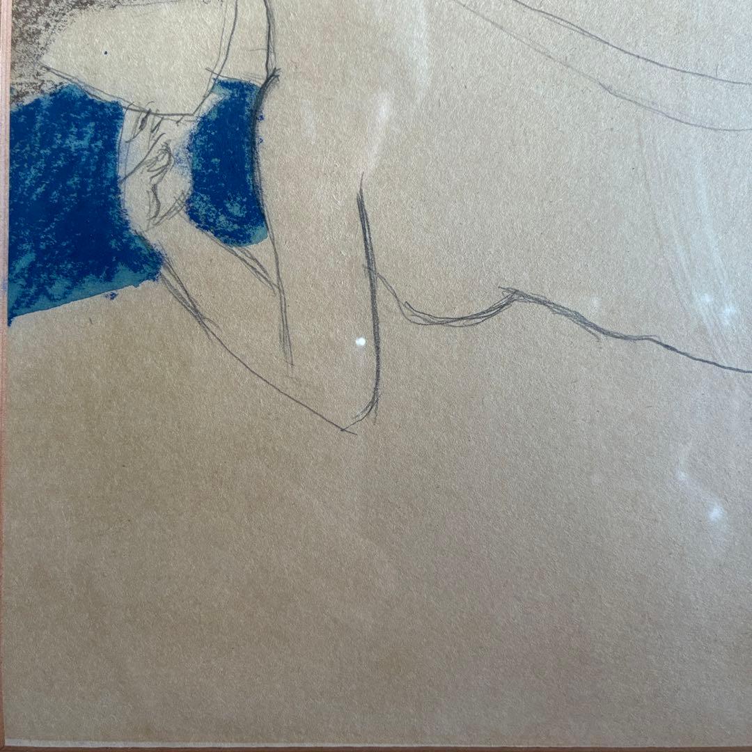 手代木克信　デッサン　素画　女性画　裸婦　サイン入　額付　25.12.17-2