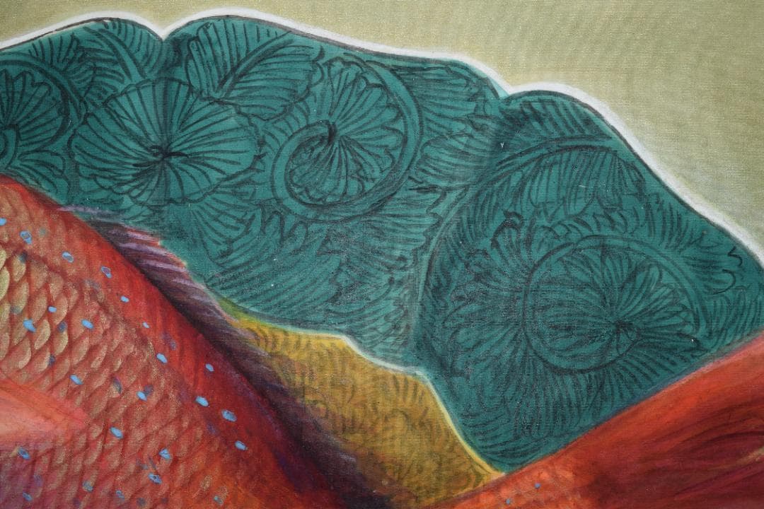 【真作】山本紅雲/九谷皿に鯛図/掛軸☆宝船☆Z-558