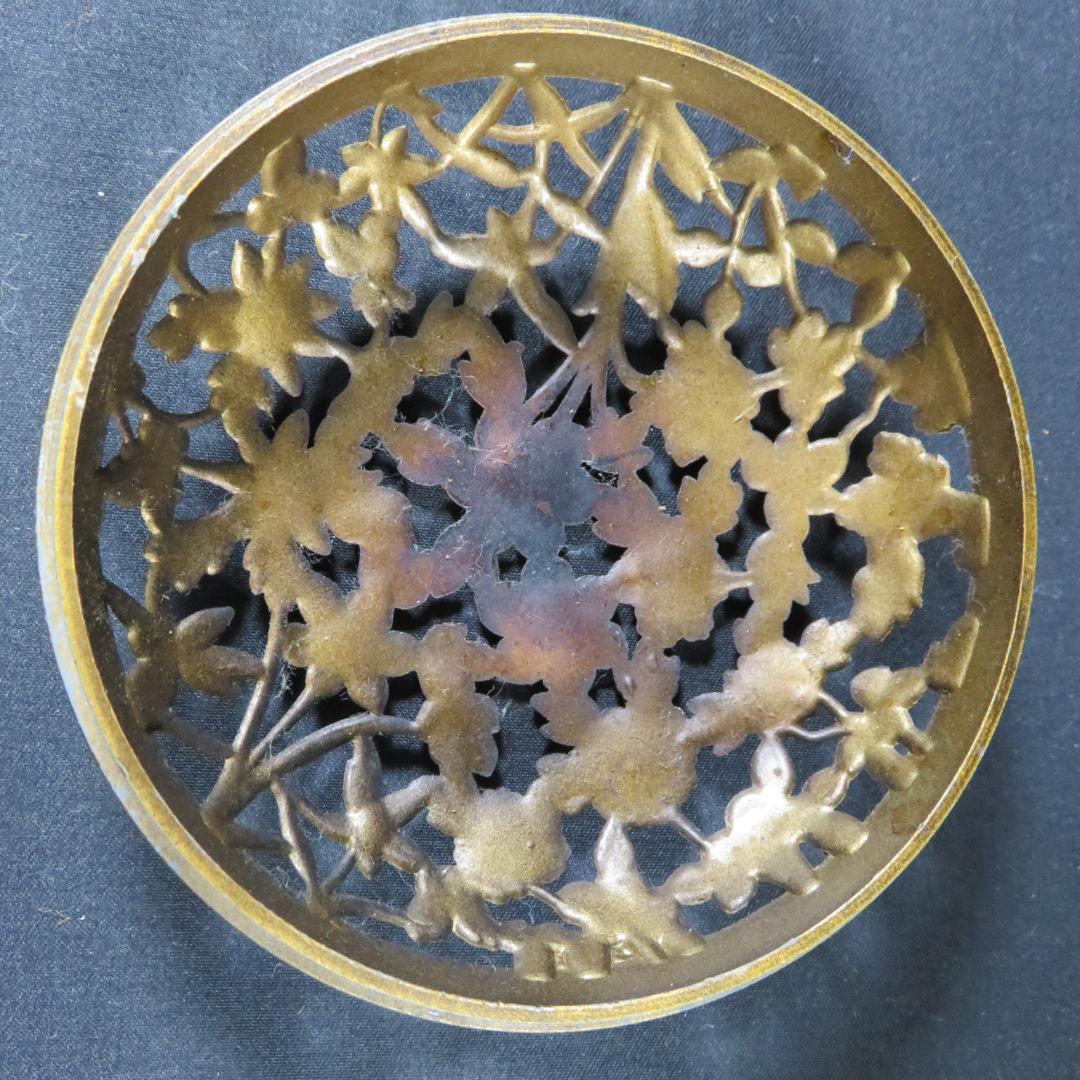 香炉 銘 宏采 茶道具 工芸 金属 真鍮 銅 花 豪華絢爛