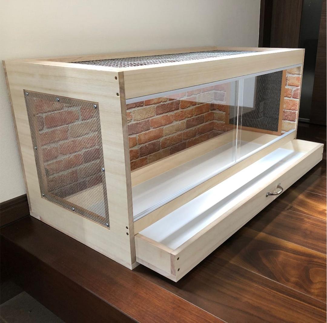 新品　木製ケージ　ハリネズミ　ハムスター　引出しタイプ　小動物　爬虫類　両生類