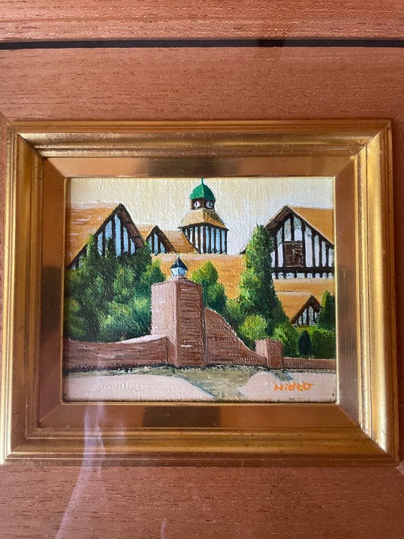 田中秀穎 作 油絵ミニサイズ 木製フレーム付き