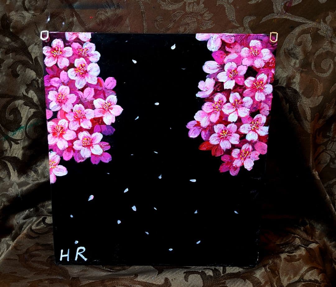 油絵 絵画 【手作りボックス】【桜】