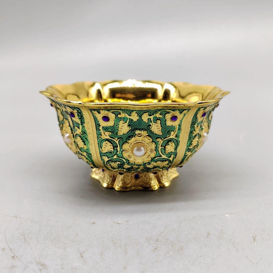 銅 細工 花開富貴碗 玄関 書架 装飾品 工芸品 置物