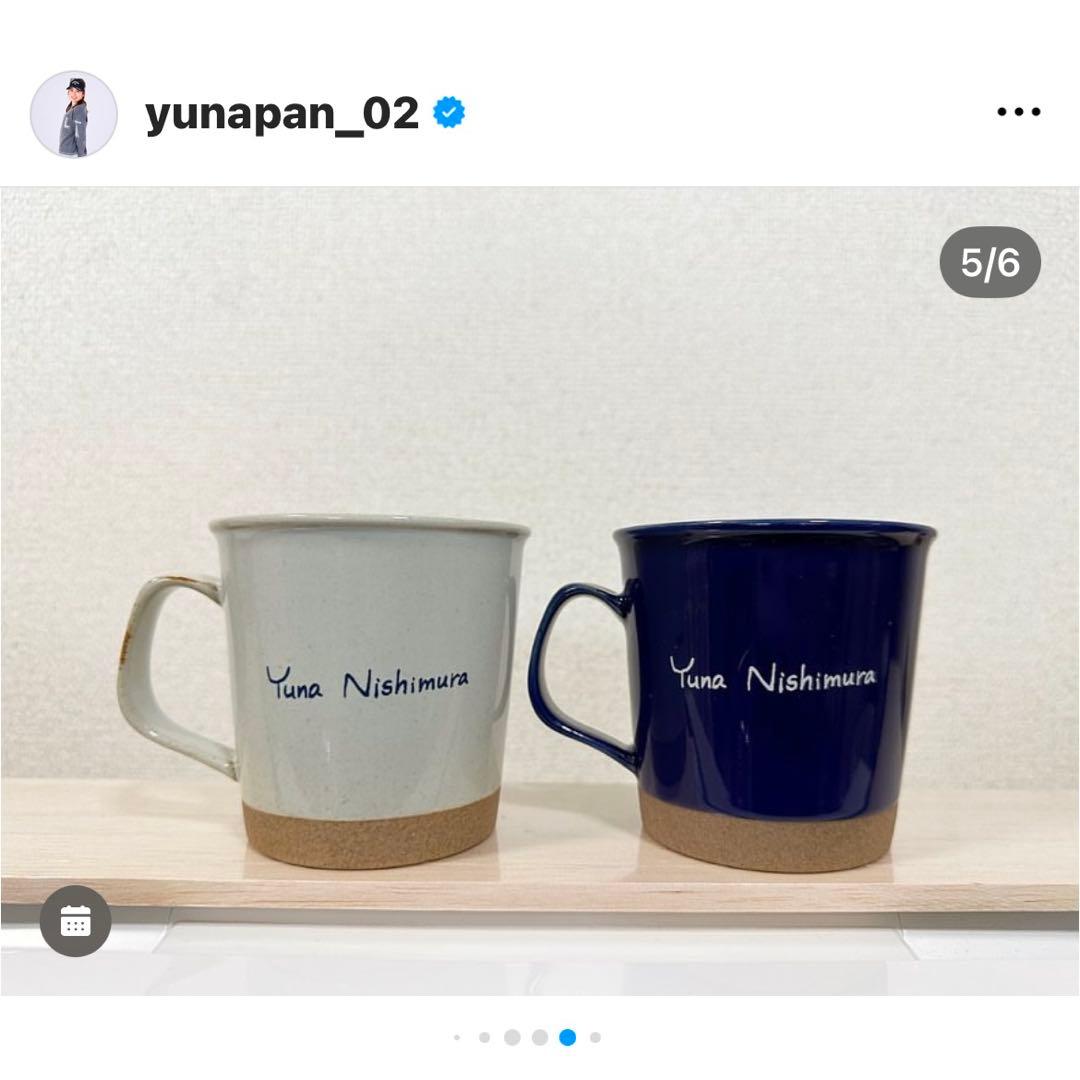 西村優菜プロ直筆サイン入り　マグカップ&コースター