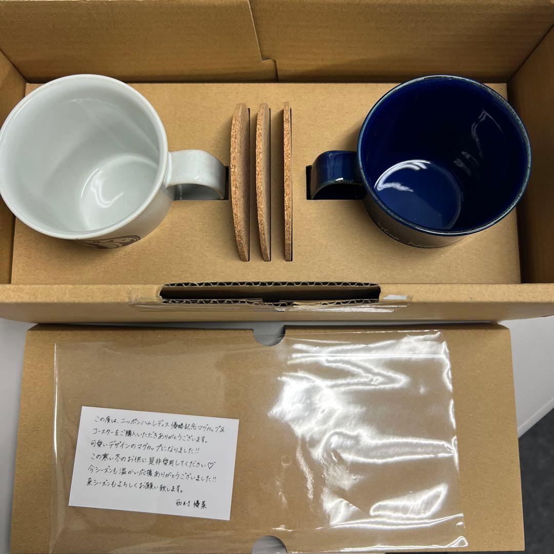 西村優菜プロ直筆サイン入り　マグカップ&コースター