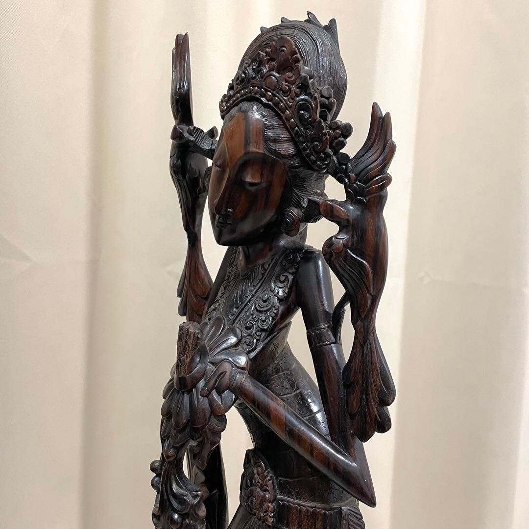 バリ島　木彫り　女性像　彫刻　黒檀　アンティーク　置物