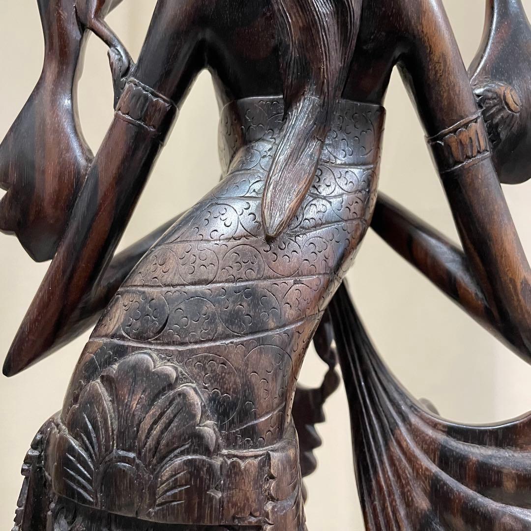バリ島　木彫り　女性像　彫刻　黒檀　アンティーク　置物