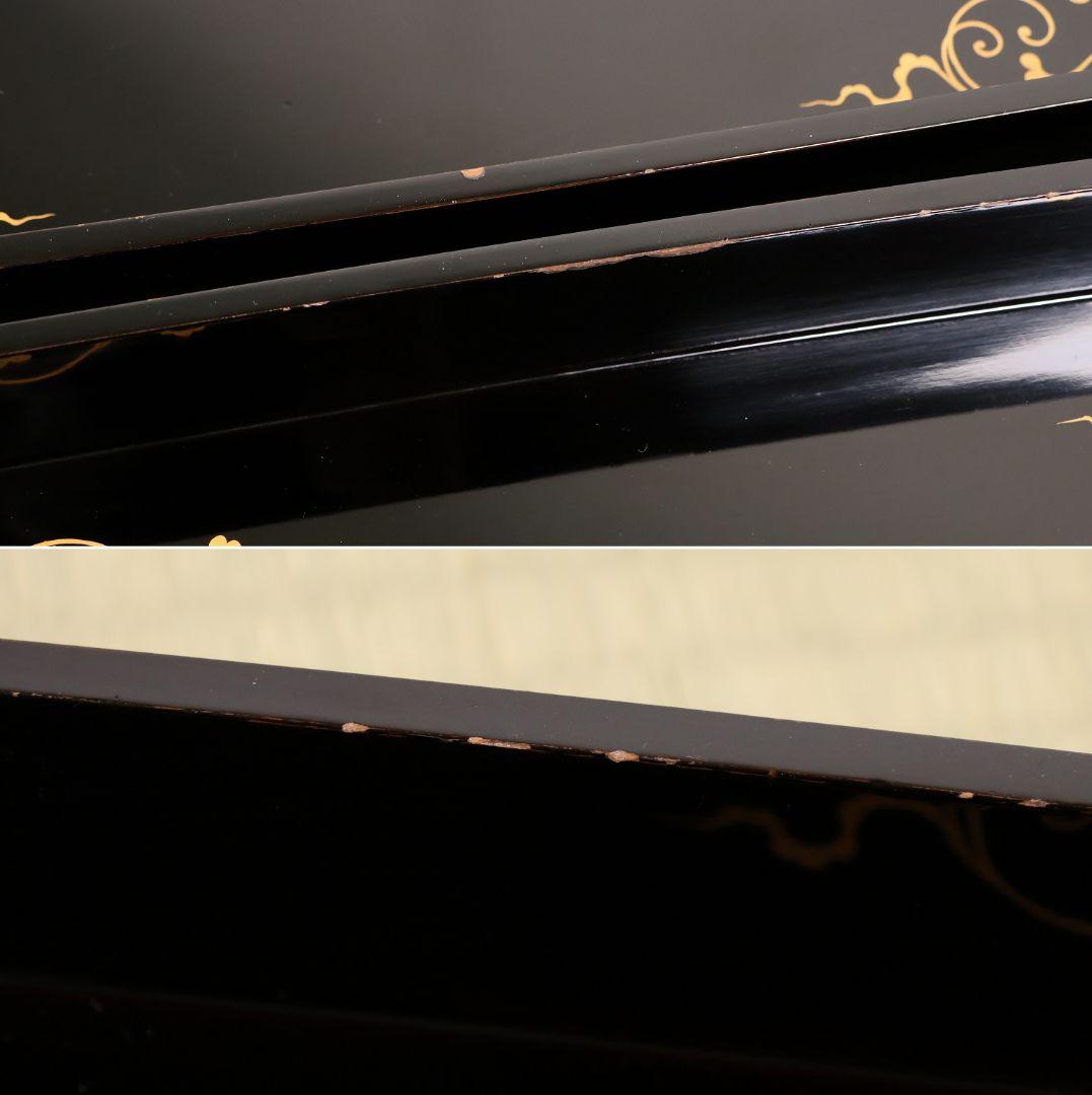 漆芸 木製漆器 唐草蒔絵 黒塗 長方盆 大小一組 2枚 脇取 広盆【MA719】