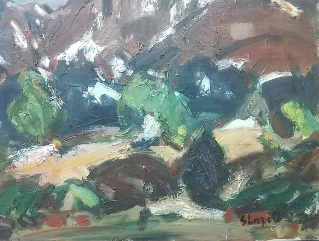 油絵「残雪磐梯」'66 絵画 F10