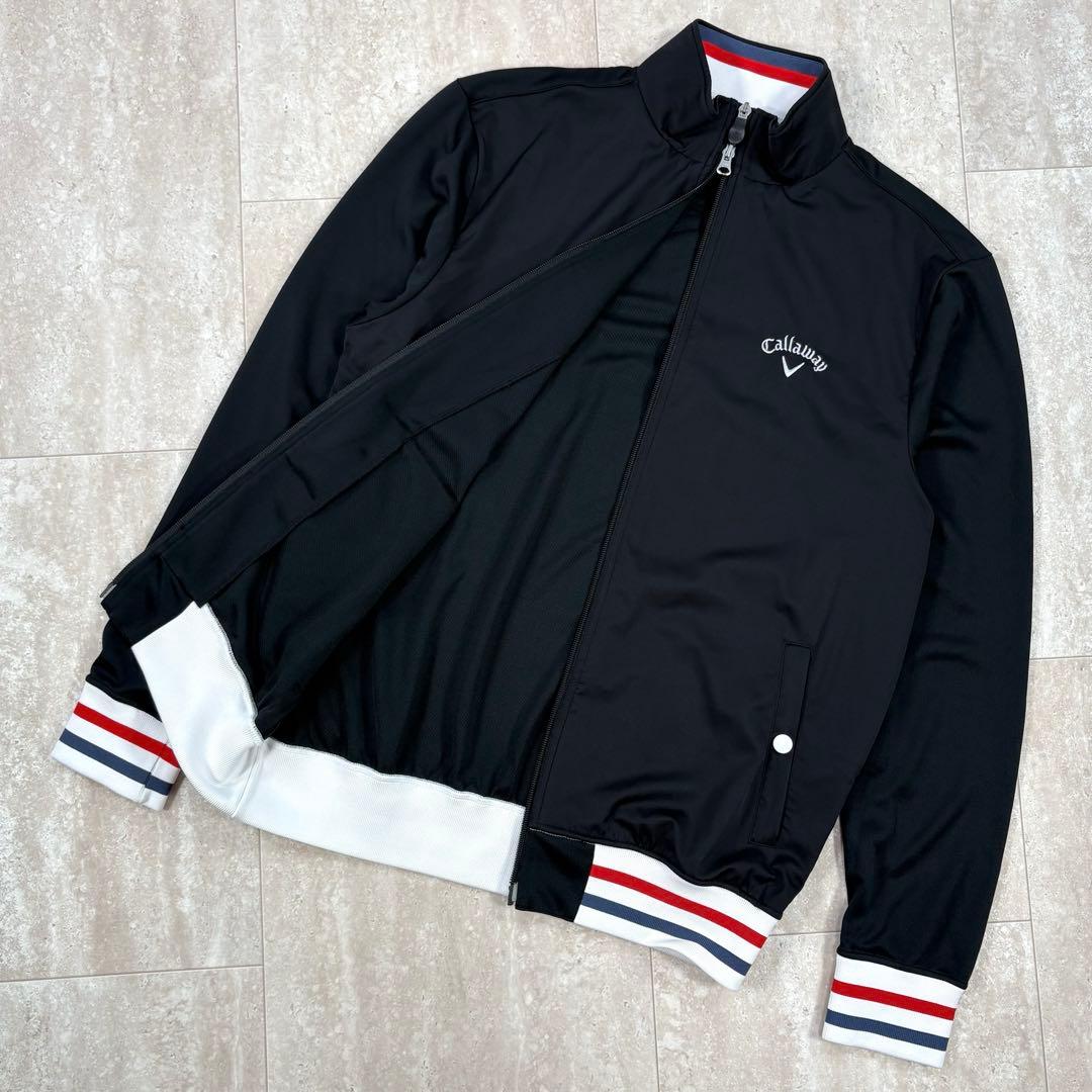 【キャロウェイ】トラックジャケット　LLサイズ　ブラック　ロゴ刺繍　ダブルジップ