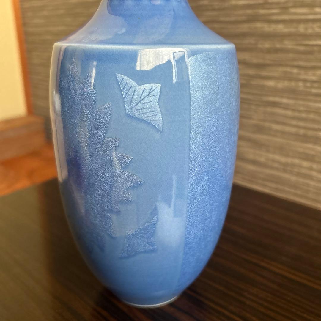 中田一於 釉裏銀彩 花生 九谷焼