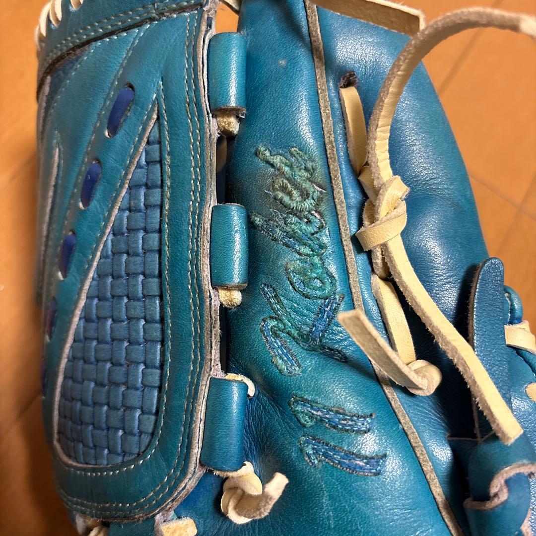 asics 青 軟式野球グローブ