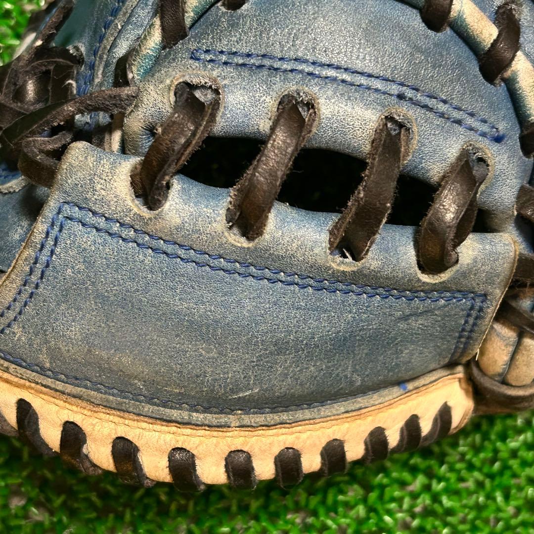 ゼット 日本製 旧ラベル 軟式キャッチャーミット ブルー