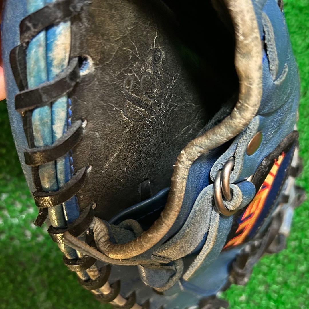 ゼット 日本製 旧ラベル 軟式キャッチャーミット ブルー