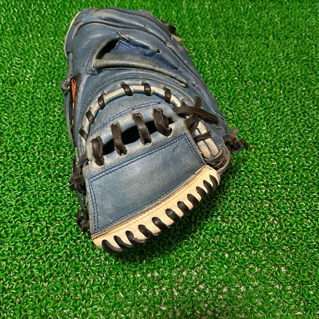 ゼット 日本製 旧ラベル 軟式キャッチャーミット ブルー