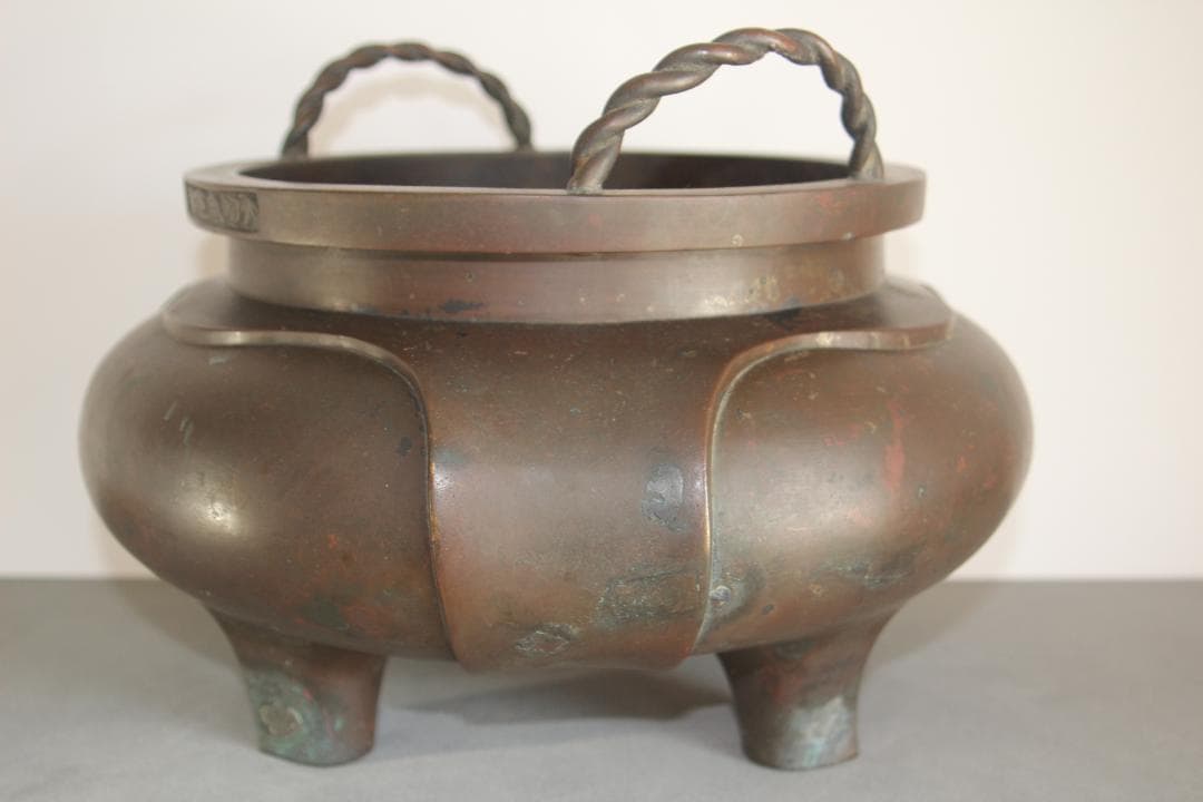 【海】【特大】中国古美術 清時代銅香炉【大明宣徳年製】在銘 重量約：5800ｇ